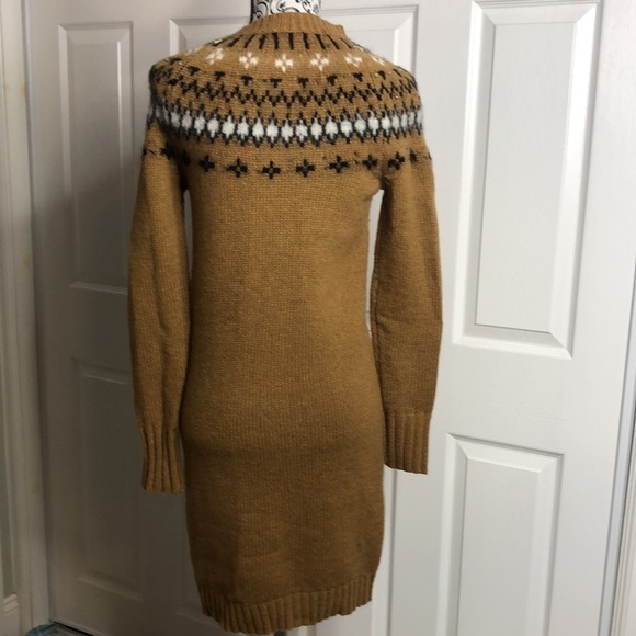 J Crew Dress Casey Embellished Fair Aisle Brown Tan Sweater Dress Sparkle Party - Picture 3 of 6